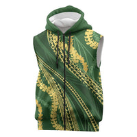 Polynesian Puakeniken Pikake Twisted Lei Sleeveless Zip Hoodie Emerald LT7 Emerald - Polynesian Pride