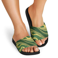 Polynesian Puakeniken Pikake Twisted Lei Slide Sandals Emerald LT7 - Polynesian Pride