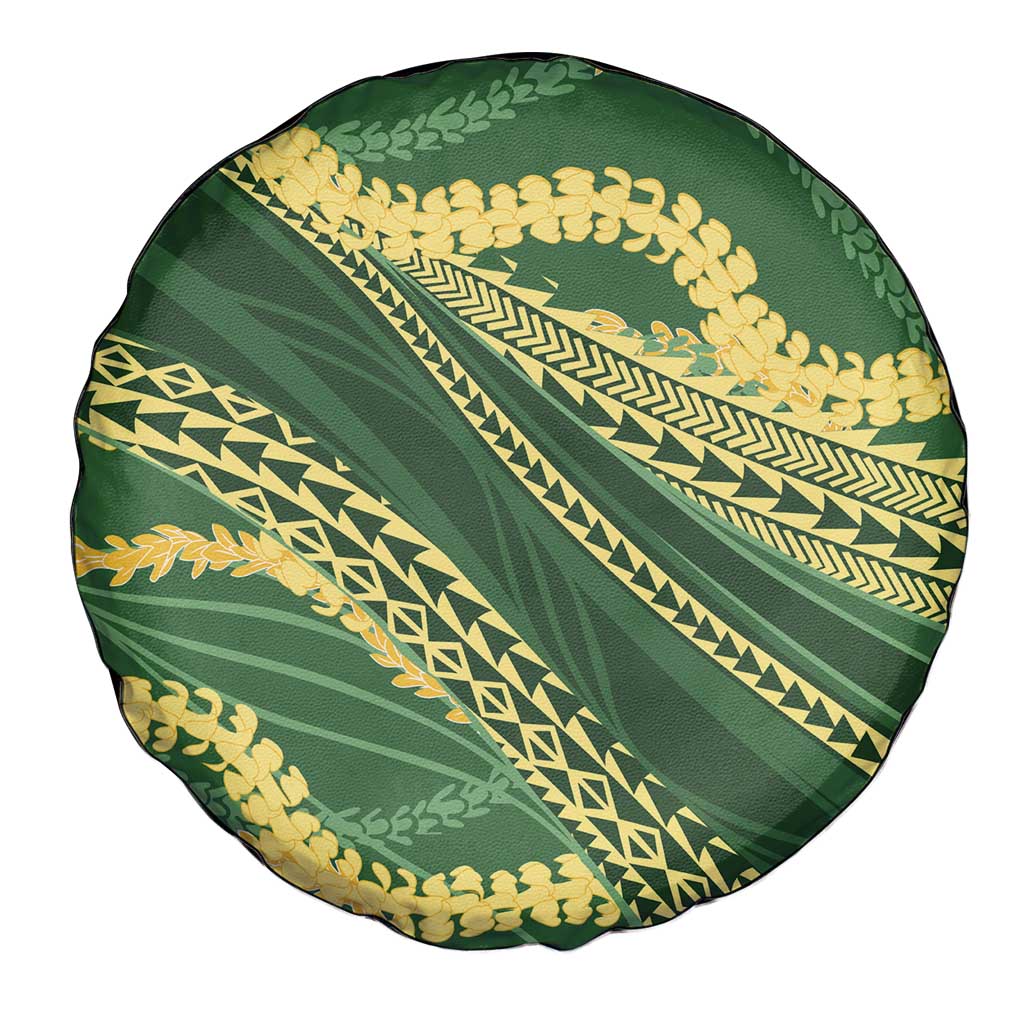 Polynesian Puakeniken Pikake Twisted Lei Spare Tire Cover Emerald - Polynesian Pride