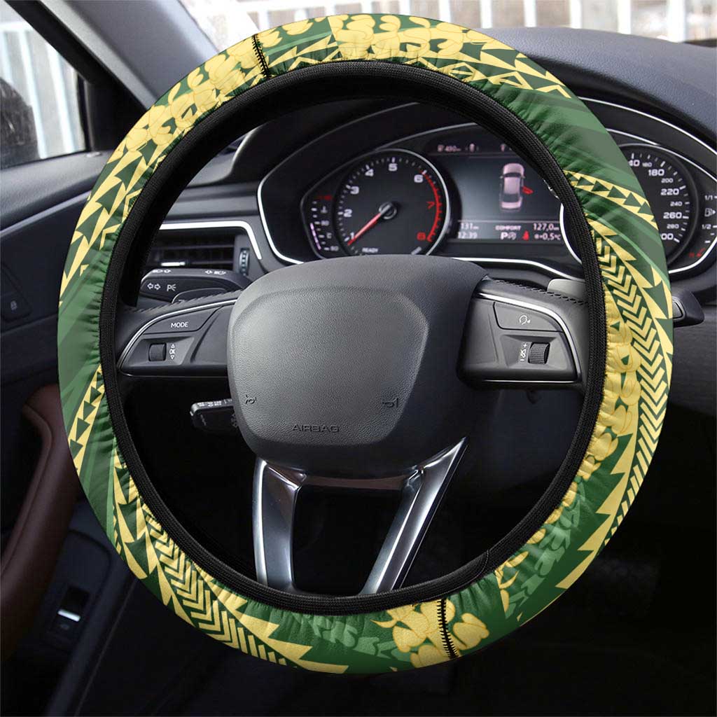 Polynesian Puakeniken Pikake Twisted Lei Steering Wheel Cover Emerald LT7 - Polynesian Pride