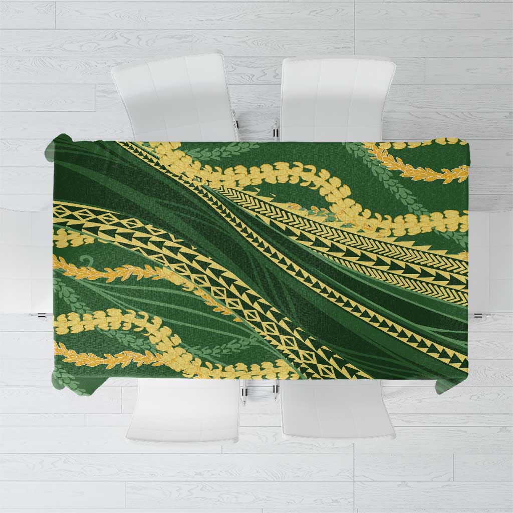Polynesian Puakeniken Pikake Twisted Lei Tablecloth Emerald LT7 Emerald - Polynesian Pride