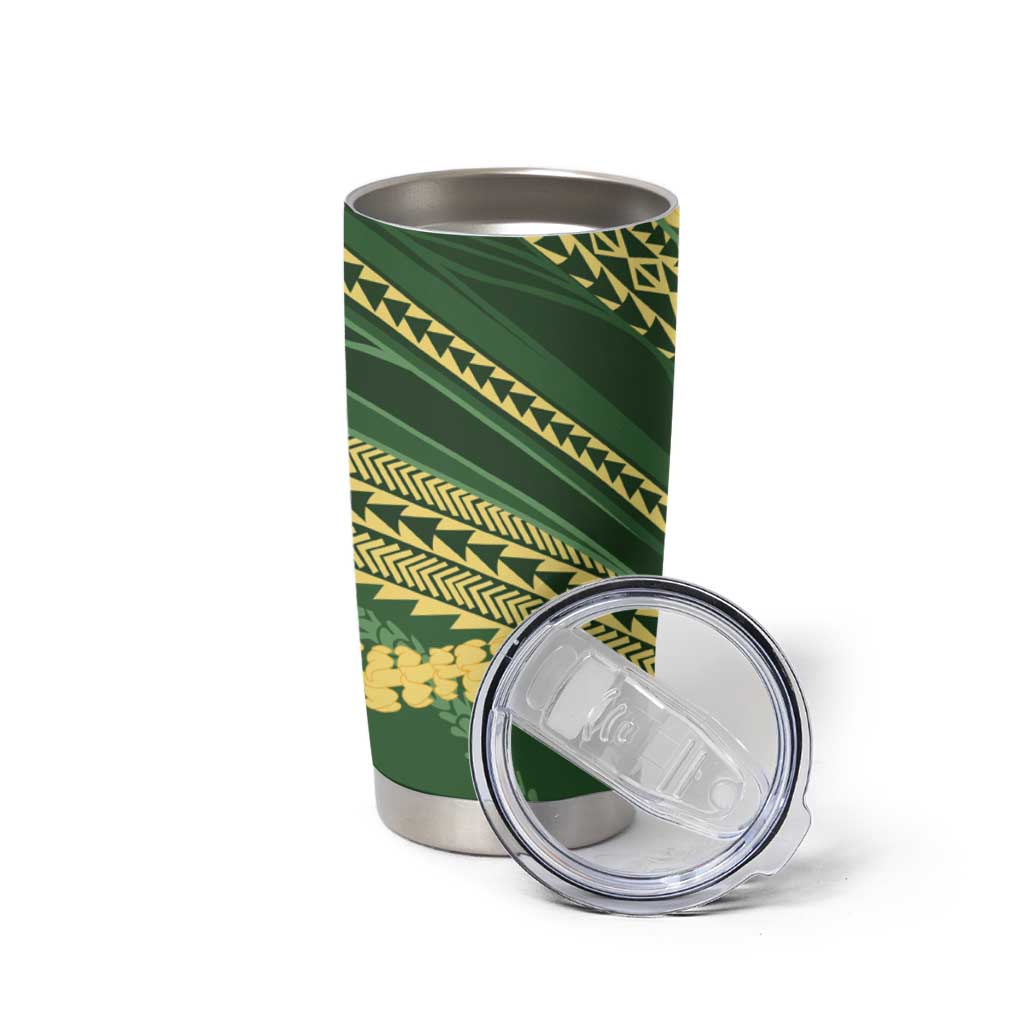 Polynesian Puakeniken Pikake Twisted Lei Tumbler Cup Emerald - Polynesian Pride