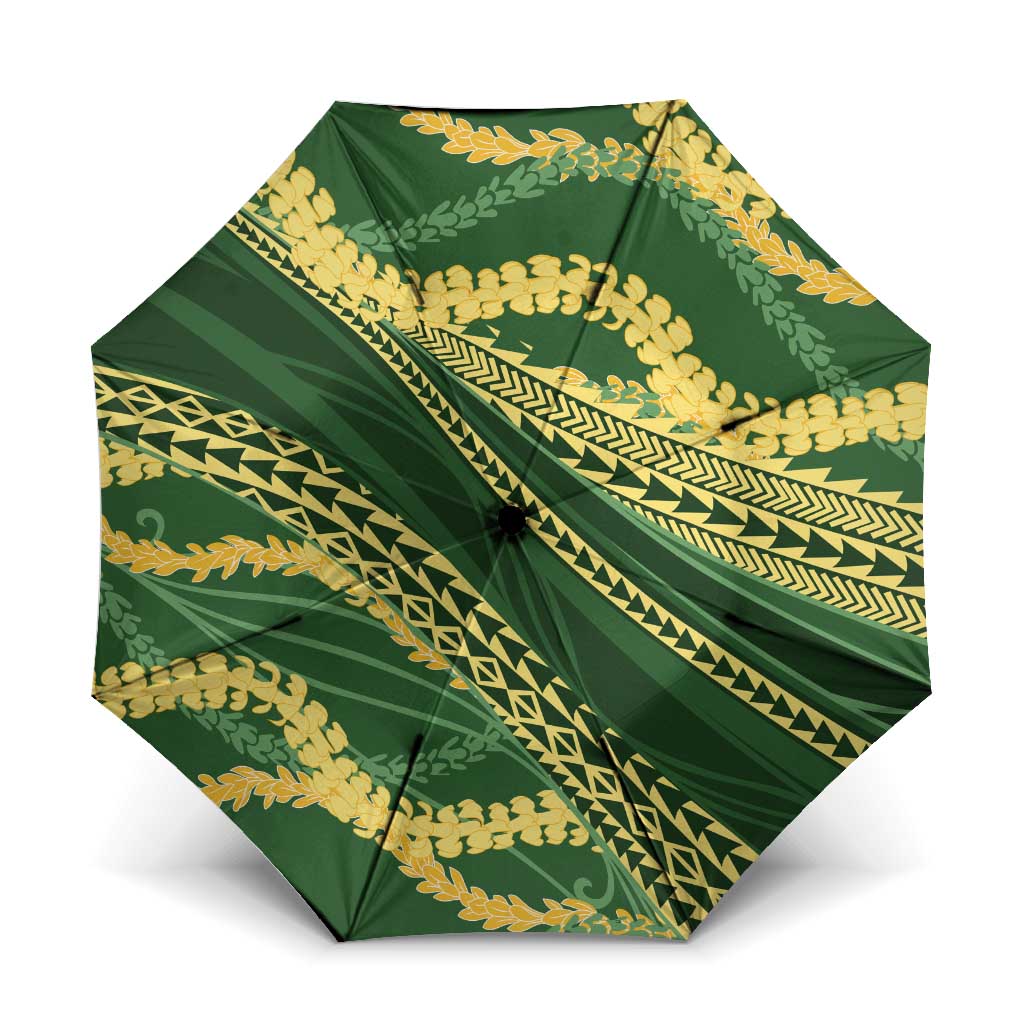 Polynesian Puakeniken Pikake Twisted Lei Umbrella Emerald LT7 One Size Folded 11.42 inch Opened Diameter 37.4 inch Emerald - Polynesian Pride