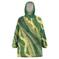 Polynesian Puakeniken Pikake Twisted Lei Wearable Blanket Hoodie Emerald LT7 One Size Emerald - Polynesian Pride
