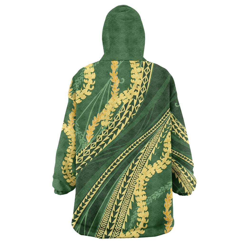 Polynesian Puakeniken Pikake Twisted Lei Wearable Blanket Hoodie Emerald LT7 - Polynesian Pride