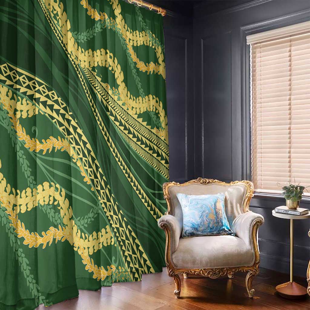 Polynesian Puakeniken Pikake Twisted Lei Window Curtain Emerald - Polynesian Pride