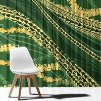Polynesian Puakeniken Pikake Twisted Lei Window Curtain Emerald - Polynesian Pride