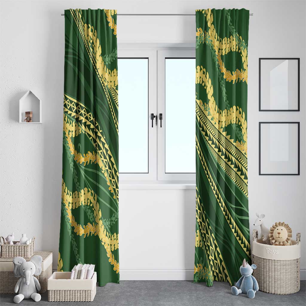 Polynesian Puakeniken Pikake Twisted Lei Window Curtain Emerald - Polynesian Pride