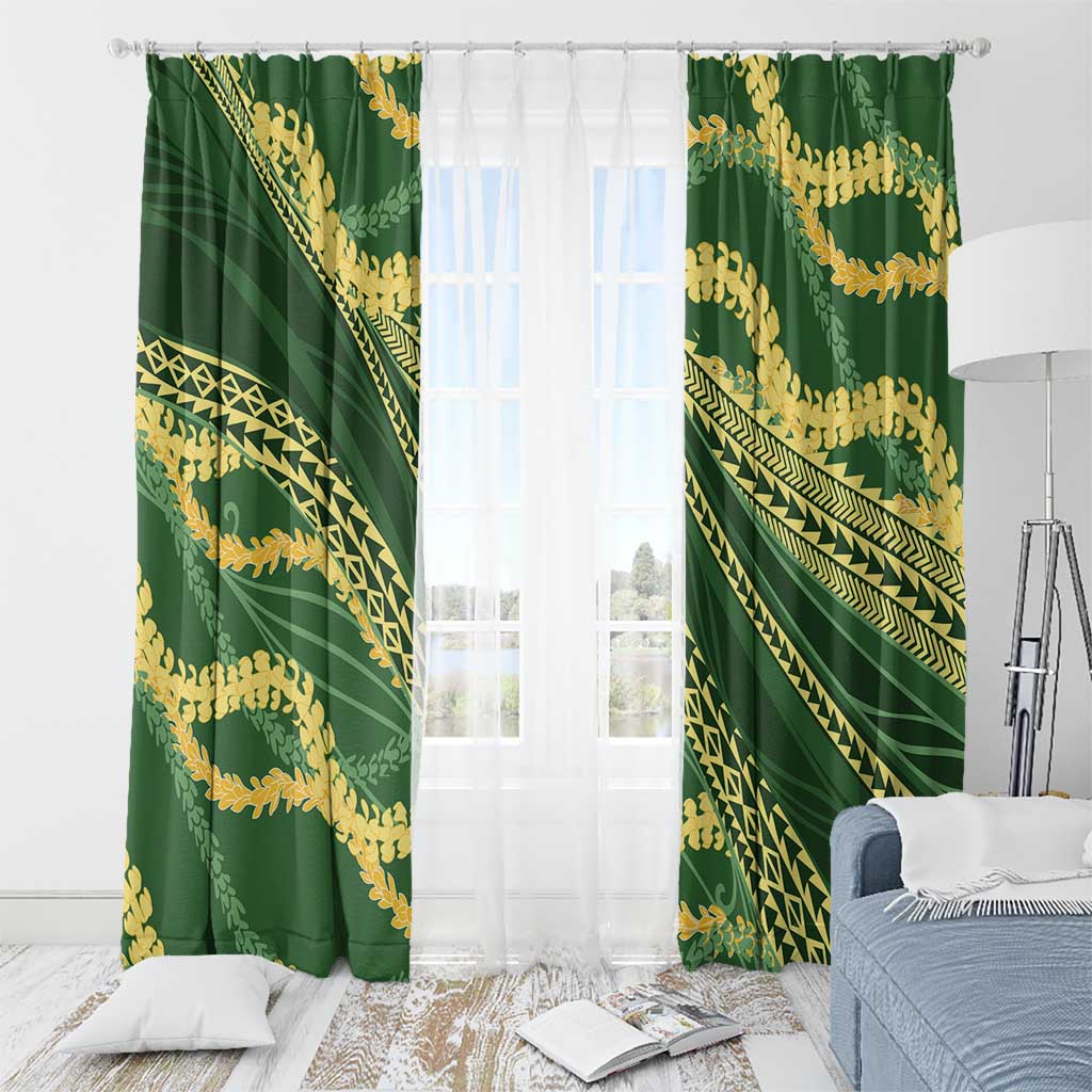 Polynesian Puakeniken Pikake Twisted Lei Window Curtain Emerald - Polynesian Pride
