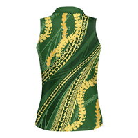 Polynesian Puakeniken Pikake Twisted Lei Women Sleeveless Polo Shirt Emerald LT7 - Polynesian Pride
