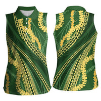 Polynesian Puakeniken Pikake Twisted Lei Women Sleeveless Polo Shirt Emerald LT7 - Polynesian Pride