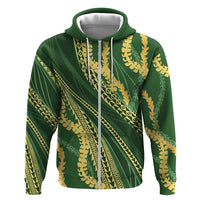 Polynesian Puakeniken Pikake Twisted Lei Zip Hoodie Emerald LT7 Zip Hoodie Emerald - Polynesian Pride