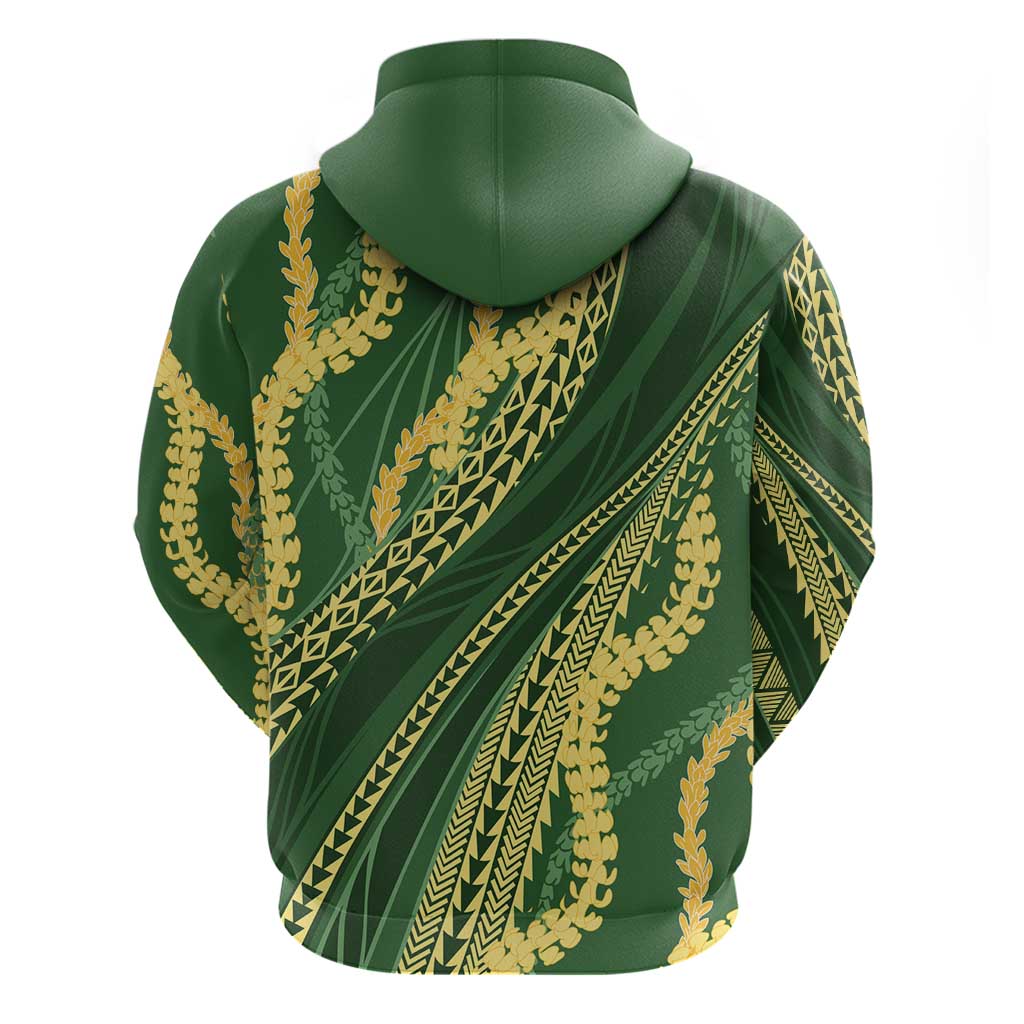 Polynesian Puakeniken Pikake Twisted Lei Zip Hoodie Emerald LT7 - Polynesian Pride
