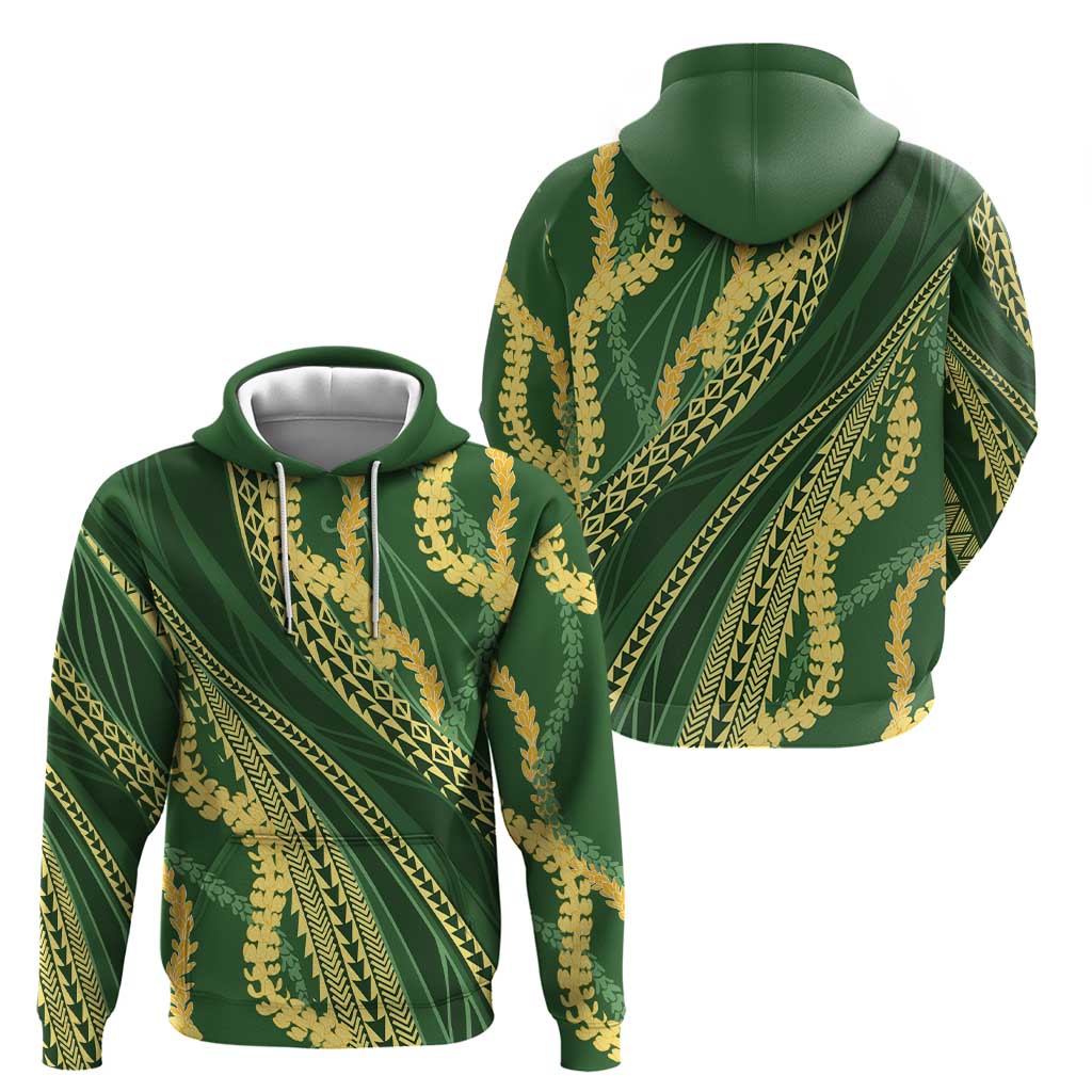 Polynesian Puakeniken Pikake Twisted Lei Zip Hoodie Emerald LT7 - Polynesian Pride