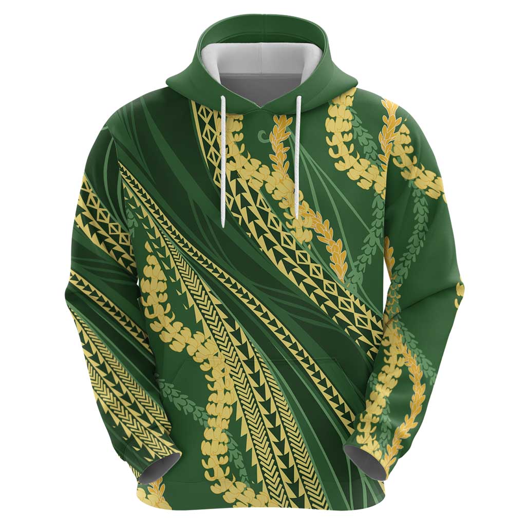 Polynesian Puakeniken Pikake Twisted Lei Zip Hoodie Emerald LT7 - Polynesian Pride