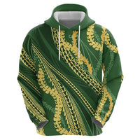 Polynesian Puakeniken Pikake Twisted Lei Zip Hoodie Emerald LT7 - Polynesian Pride
