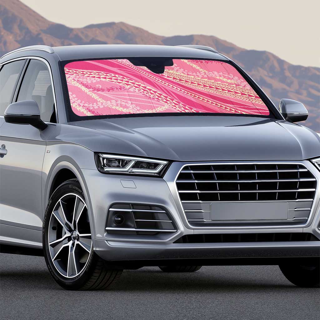 Polynesian Puakeniken Pikake Twisted Lei Auto Sun Shade Rose Pink - Polynesian Pride