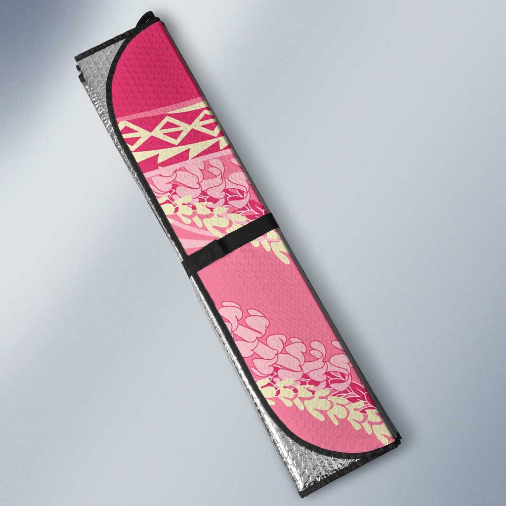 Polynesian Puakeniken Pikake Twisted Lei Auto Sun Shade Rose Pink - Polynesian Pride