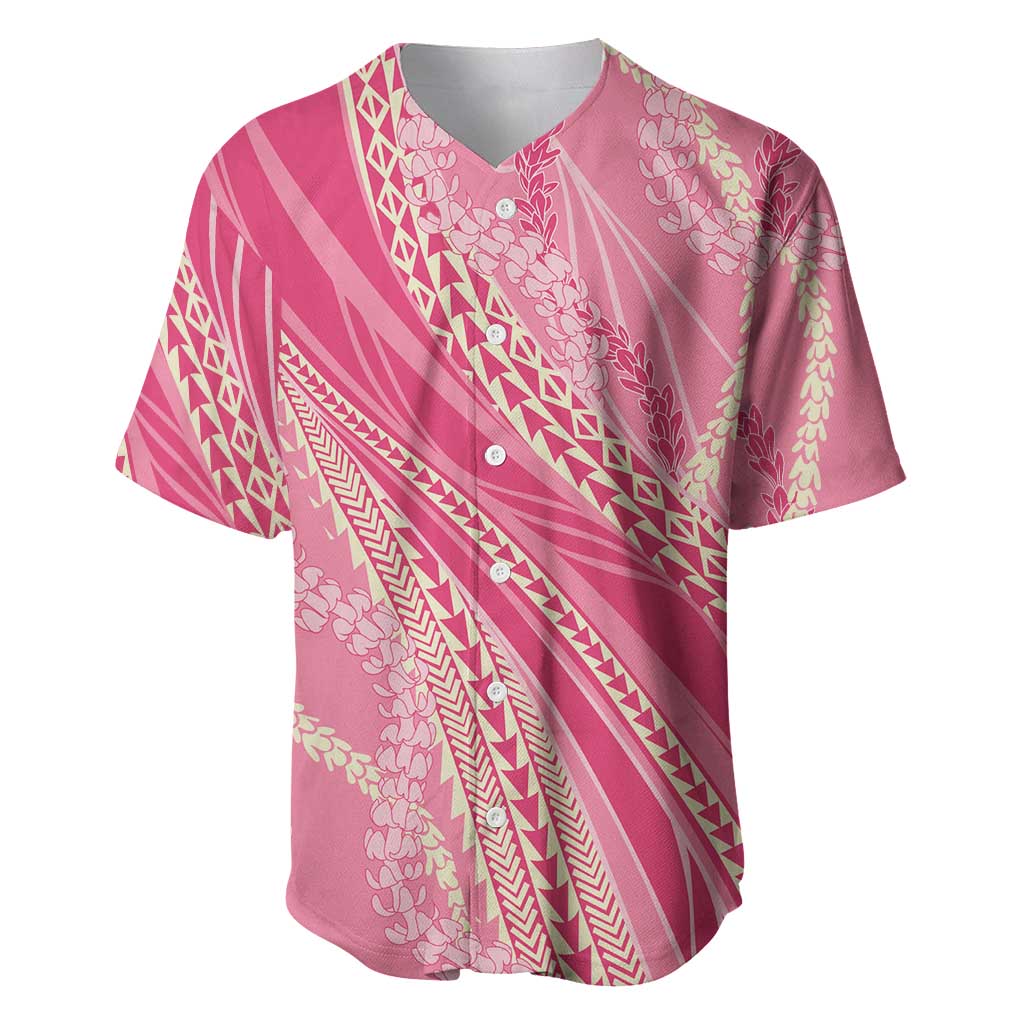 Polynesian Puakeniken Pikake Twisted Lei Baseball Jersey Rose Pink LT7 Rose Pink - Polynesian Pride