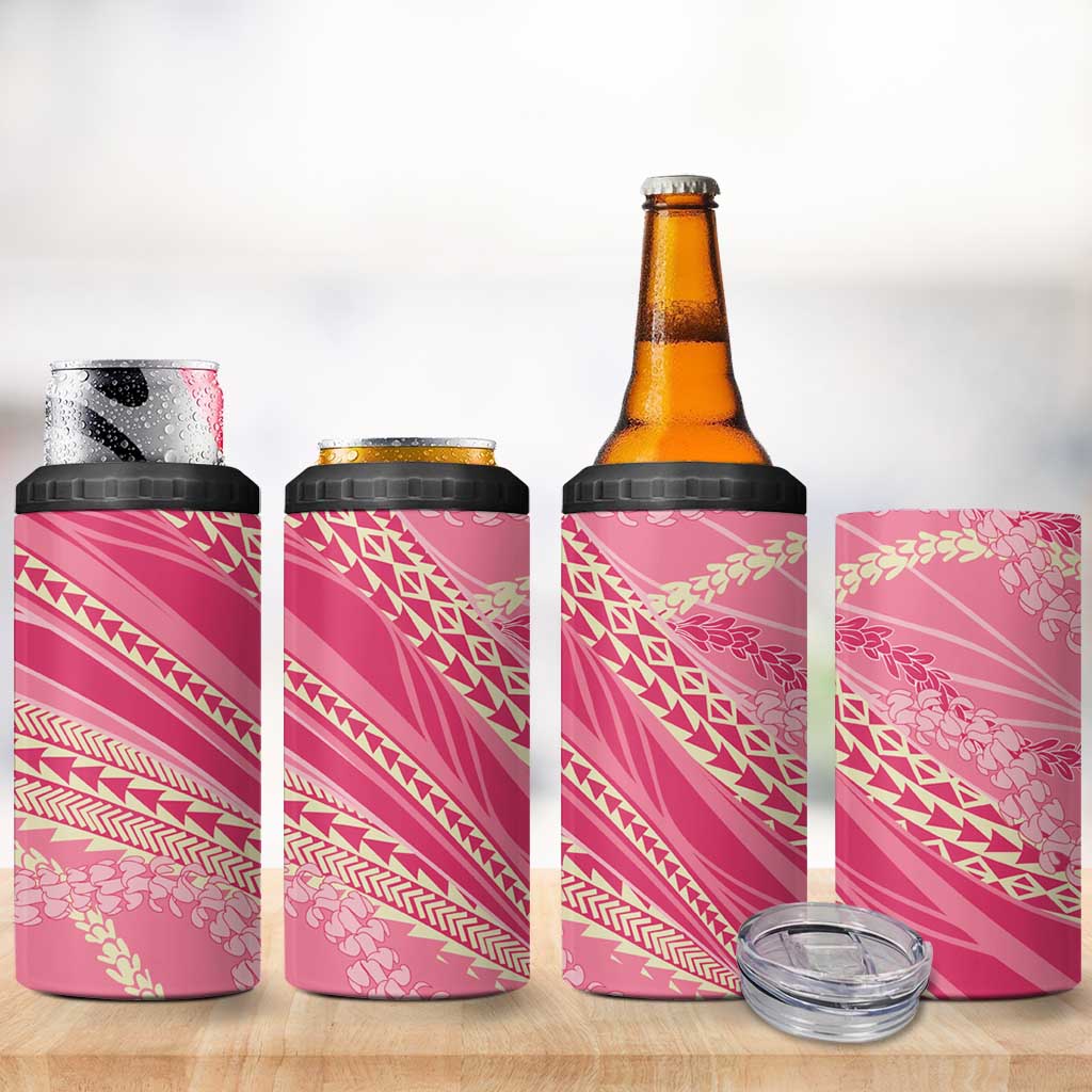 Polynesian Puakeniken Pikake Twisted Lei 4 in 1 Can Cooler Tumbler Rose Pink LT7 - Polynesian Pride