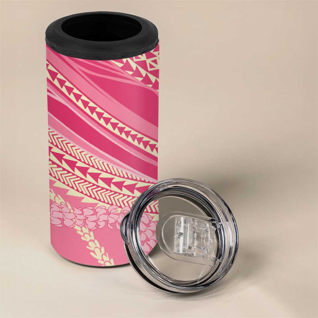 Polynesian Puakeniken Pikake Twisted Lei 4 in 1 Can Cooler Tumbler Rose Pink LT7 - Polynesian Pride