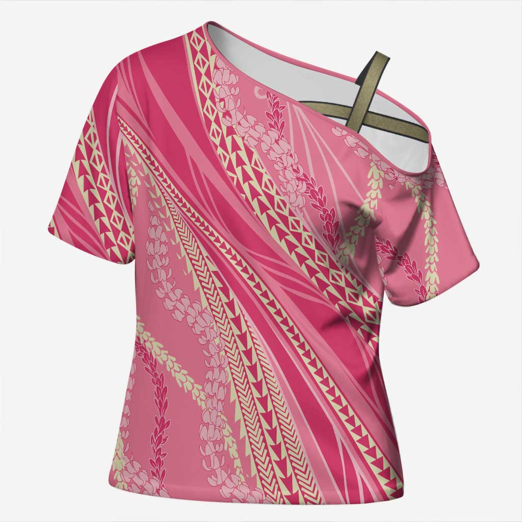 Polynesian Puakeniken Pikake Twisted Lei Cross Shoulder Shirt Rose Pink LT7 Female Rose Pink - Polynesian Pride