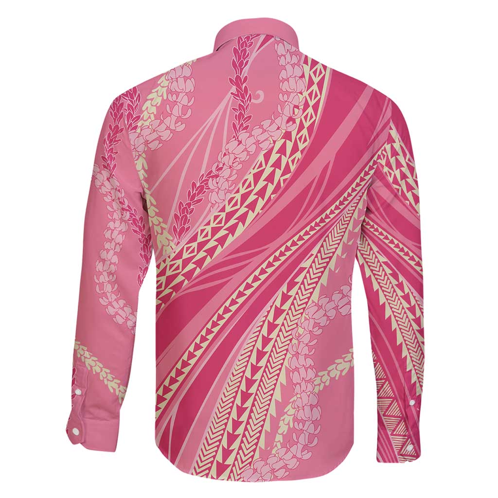 Polynesian Puakeniken Pikake Twisted Lei Family Matching Off Shoulder Maxi Dress and Hawaiian Shirt Rose Pink - Polynesian Pride