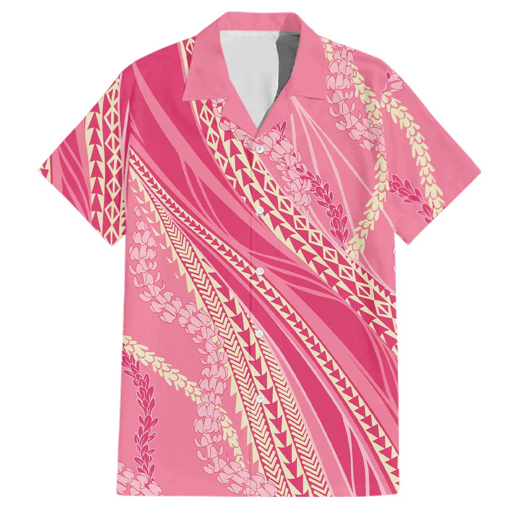 Polynesian Puakeniken Pikake Twisted Lei Family Matching Puletasi and Hawaiian Shirt Rose Pink - Polynesian Pride