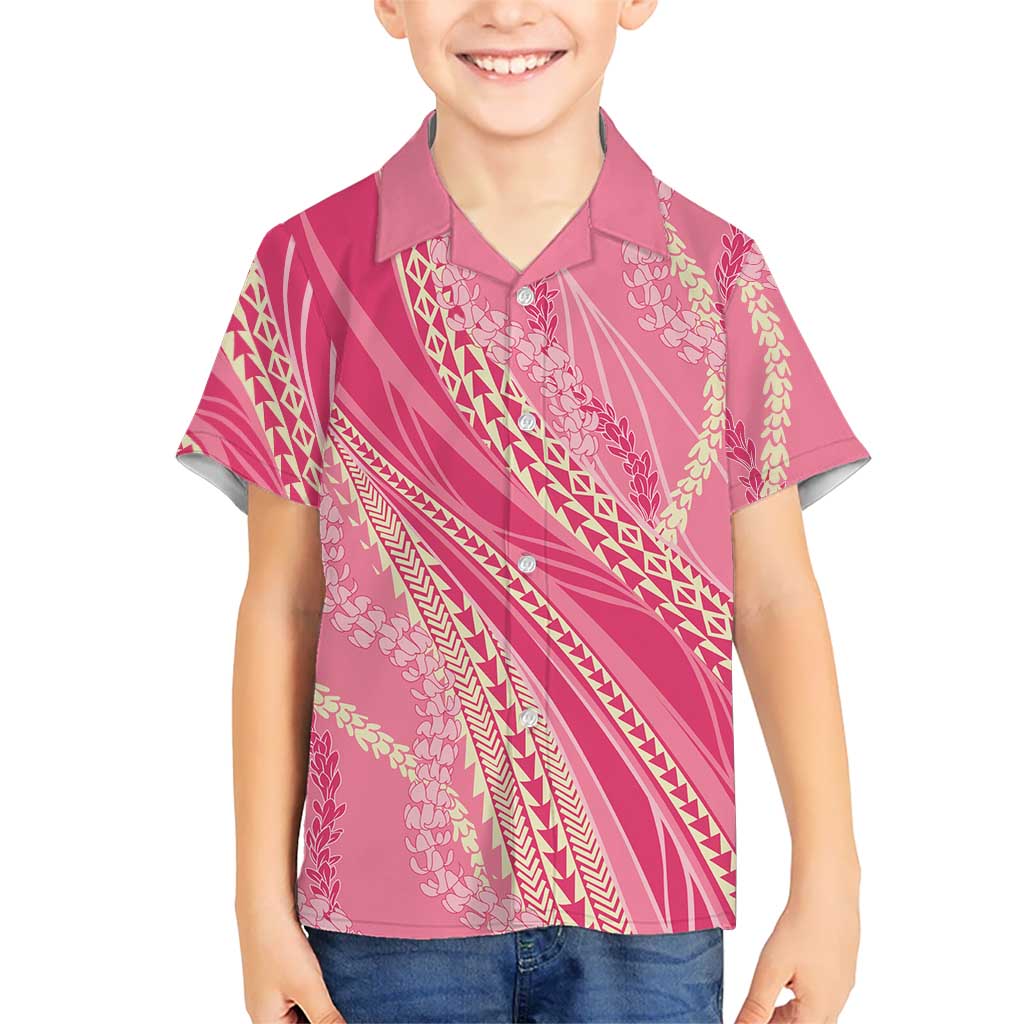 Polynesian Puakeniken Pikake Twisted Lei Family Matching Puletasi and Hawaiian Shirt Rose Pink - Polynesian Pride