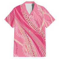 Polynesian Puakeniken Pikake Twisted Lei Family Matching Short Sleeve Bodycon Dress and Hawaiian Shirt Rose Pink - Polynesian Pride