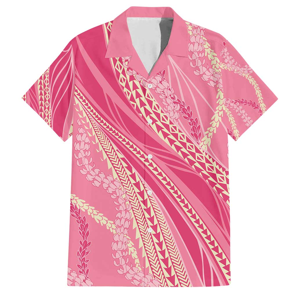 Polynesian Puakeniken Pikake Twisted Lei Family Matching Tank Maxi Dress and Hawaiian Shirt Rose Pink - Polynesian Pride
