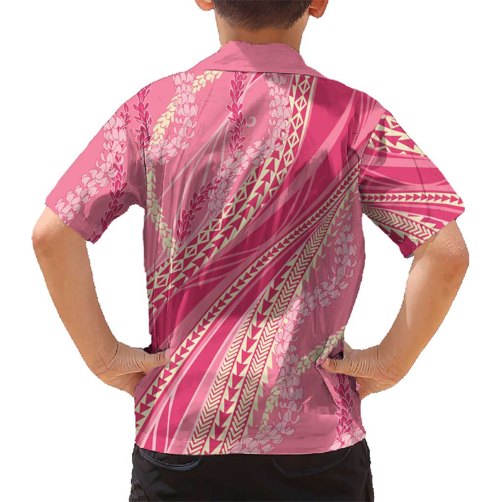 Polynesian Puakeniken Pikake Twisted Lei Kid Hawaiian Shirt Rose Pink LT7 - Polynesian Pride