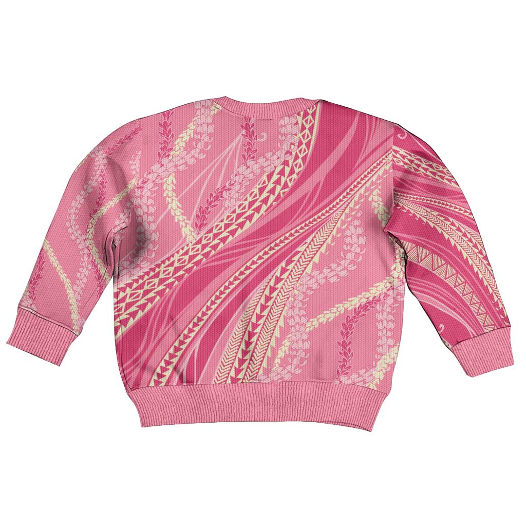 Polynesian Puakeniken Pikake Twisted Lei Kid Ugly Christmas Sweater Rose Pink - Polynesian Pride