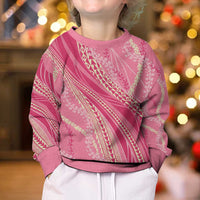 Polynesian Puakeniken Pikake Twisted Lei Kid Ugly Christmas Sweater Rose Pink - Polynesian Pride