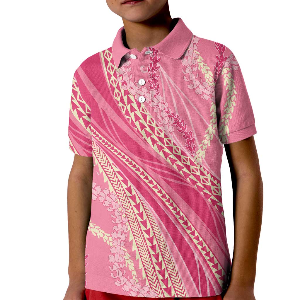 Polynesian Puakeniken Pikake Twisted Lei Kid Polo Shirt Rose Pink LT7 Kid Rose Pink - Polynesian Pride