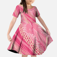 Polynesian Puakeniken Pikake Twisted Lei Kid Short Sleeve Dress Rose Pink LT7 KID Rose Pink - Polynesian Pride
