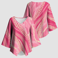 Polynesian Puakeniken Pikake Twisted Lei Kimono Sleeve Blouse Rose Pink LT7 - Polynesian Pride