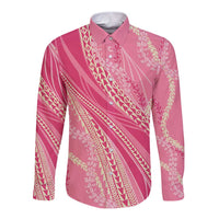 Polynesian Puakeniken Pikake Twisted Lei Long Sleeve Button Shirt Rose Pink LT7 Unisex Rose Pink - Polynesian Pride