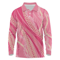 Polynesian Puakeniken Pikake Twisted Lei Long Sleeve Polo Shirt Rose Pink LT7 Rose Pink - Polynesian Pride