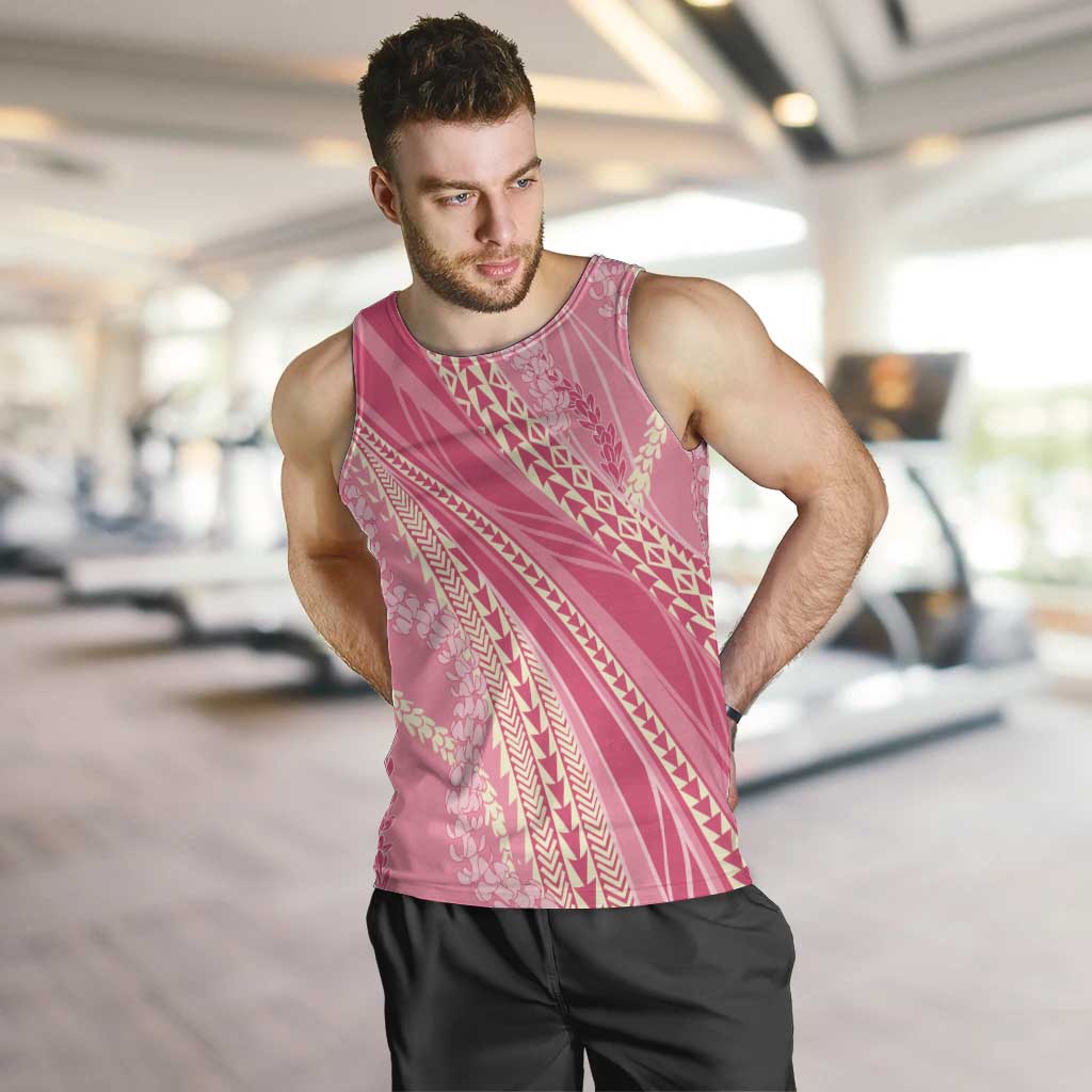 Polynesian Puakeniken Pikake Twisted Lei Men Tank Top Rose Pink LT7 Rose Pink - Polynesian Pride