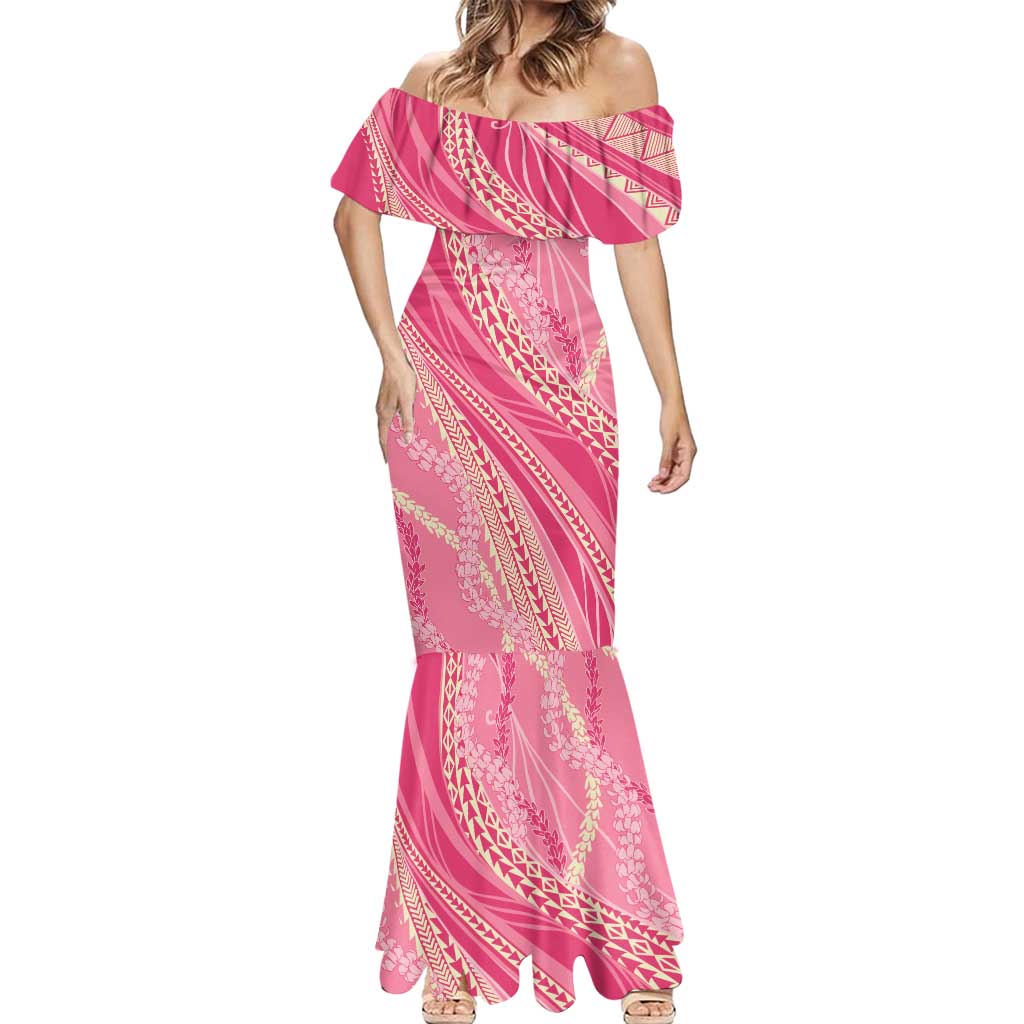 Polynesian Puakeniken Pikake Twisted Lei Mermaid Dress Rose Pink LT7 - Polynesian Pride