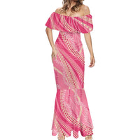 Polynesian Puakeniken Pikake Twisted Lei Mermaid Dress Rose Pink LT7 - Polynesian Pride