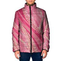Polynesian Puakeniken Pikake Twisted Lei Padded Jacket Rose Pink LT7 Men Rose Pink - Polynesian Pride