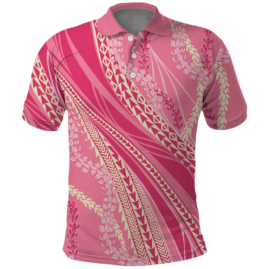 Polynesian Puakeniken Pikake Twisted Lei Polo Shirt Rose Pink LT7 Rose Pink - Polynesian Pride