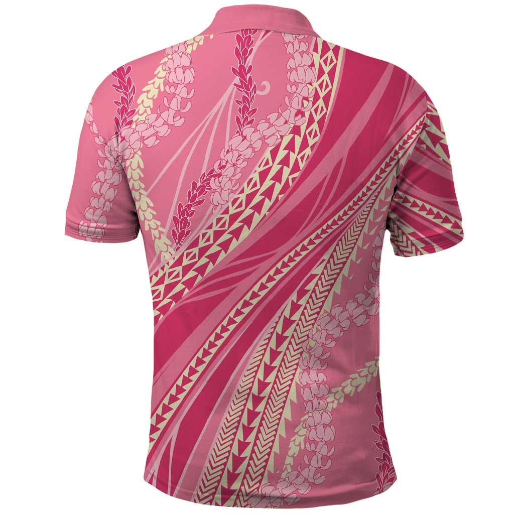 Polynesian Puakeniken Pikake Twisted Lei Polo Shirt Rose Pink LT7 - Polynesian Pride