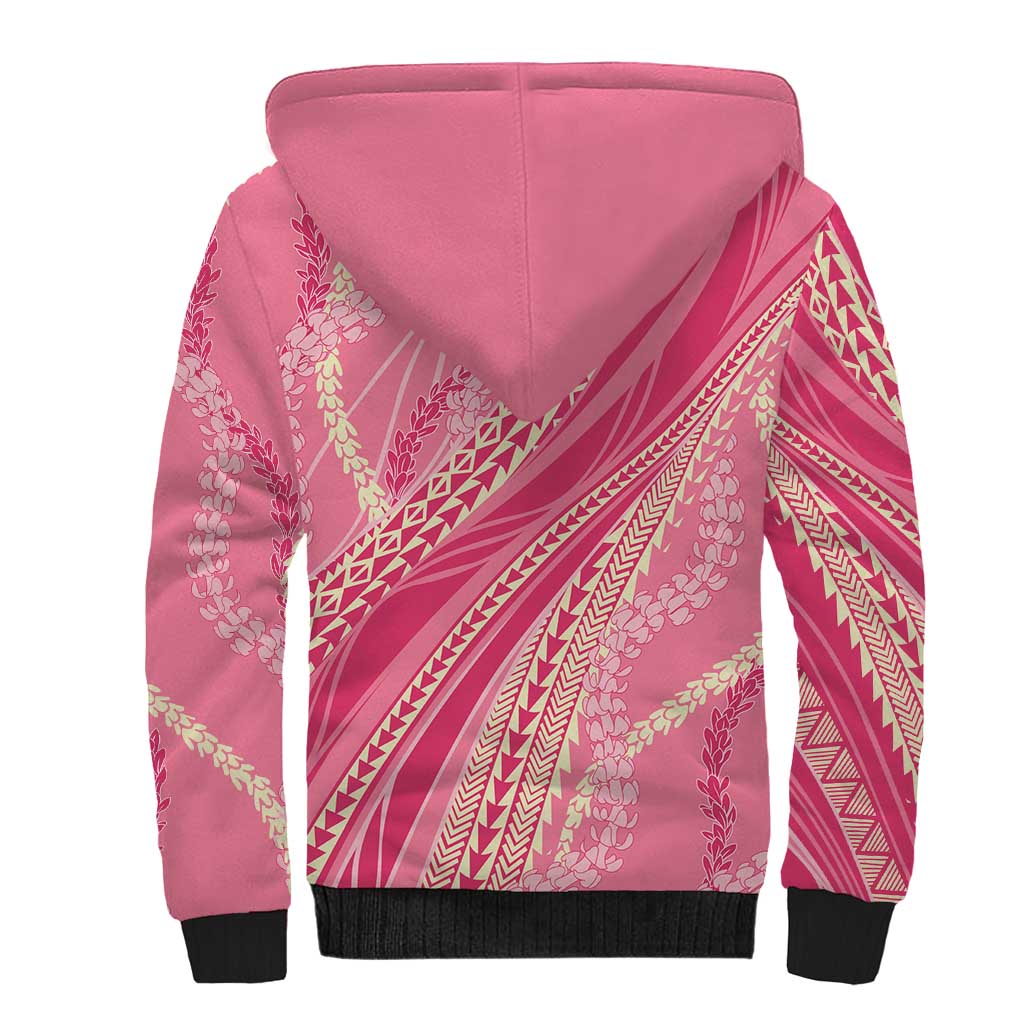 Polynesian Puakeniken Pikake Twisted Lei Sherpa Hoodie Rose Pink - Polynesian Pride