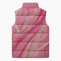 Polynesian Puakeniken Pikake Twisted Lei Sleeveless Puffer Jacket Rose Pink LT7 - Polynesian Pride