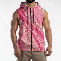 Polynesian Puakeniken Pikake Twisted Lei Sleeveless Zip Hoodie Rose Pink LT7 - Polynesian Pride