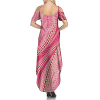 Polynesian Puakeniken Pikake Twisted Lei Summer Maxi Dress Rose Pink - Polynesian Pride