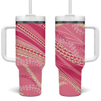 Polynesian Puakeniken Pikake Twisted Lei Tumbler With Handle Rose Pink - Polynesian Pride
